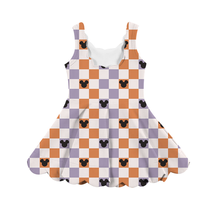 ADULT Scalloped Tank Dress - Spooky Season Checkers