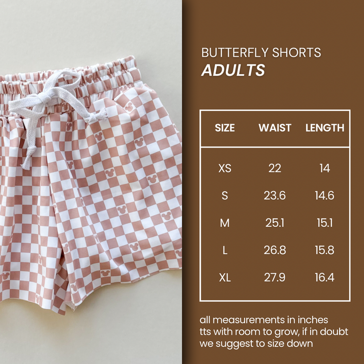ADULT Butterfly Shorts - Spooky Season Checkers