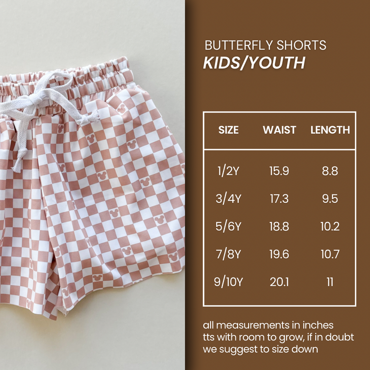 KIDS Butterfly Shorts - Park Hopper Icons BLACK