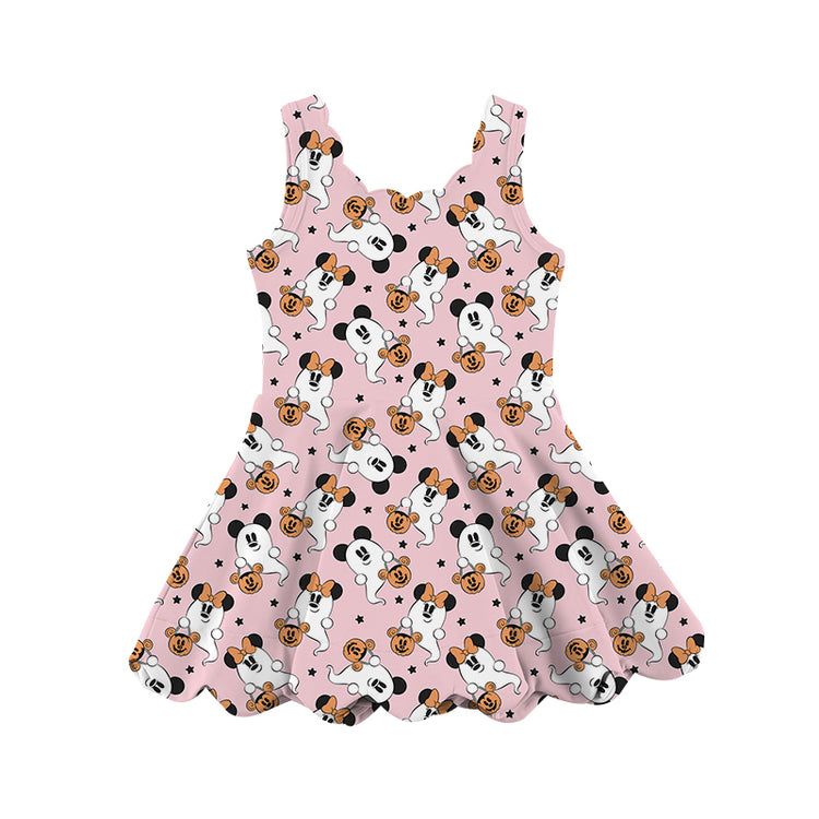 ADULT Scalloped Tank Dress - Ghouls in Pink