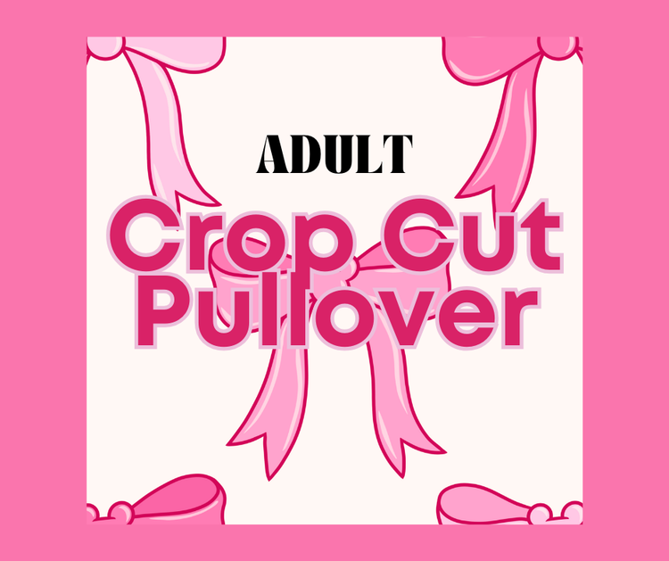 ADULT Zip Up Crop Cut Pullover - Pink Bows