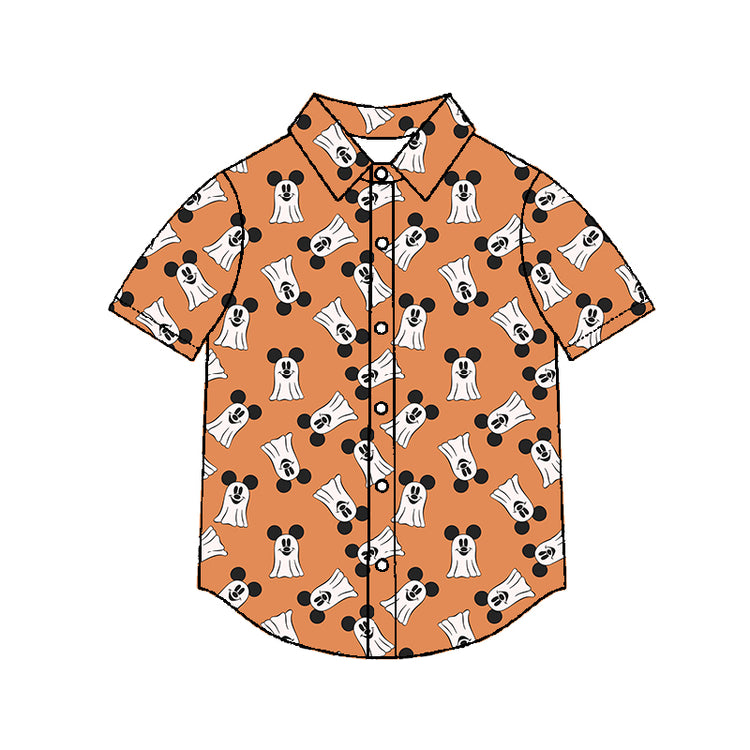Men's Performance Button Up - ORANGE Main Street Spirits