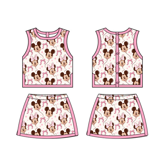 KIDS Colorblock Tank + Skort Set - Bows + Balloons