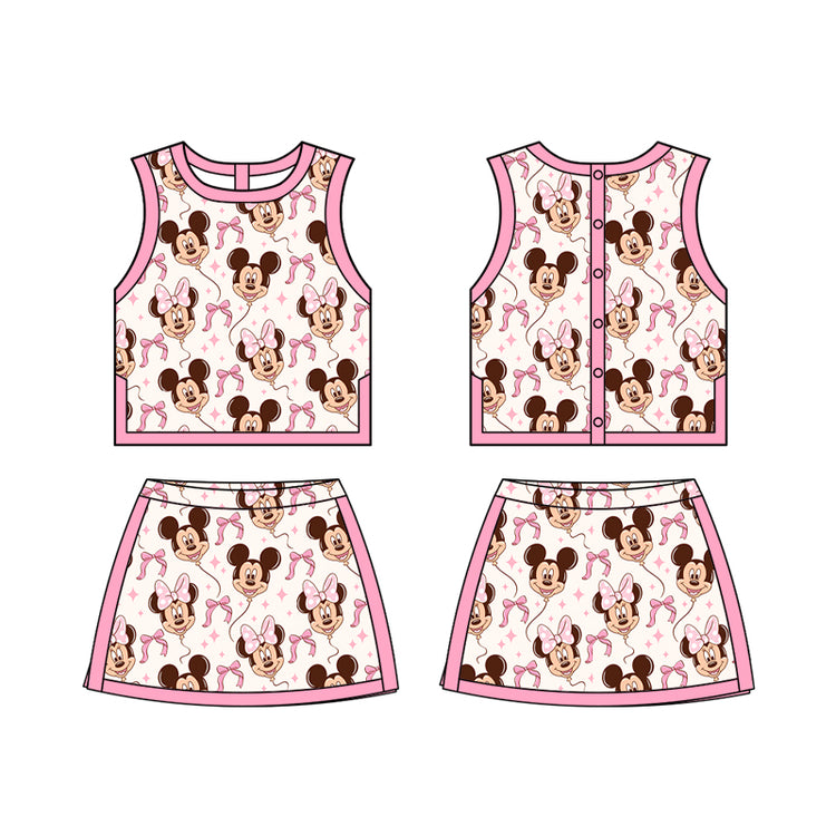 KIDS Colorblock Tank + Skort Set - Bows + Balloons