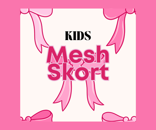 KIDS Mesh Skort -Pink Bows