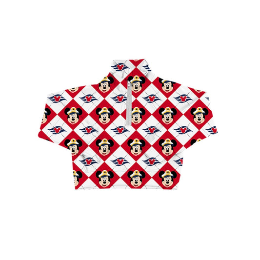 ADULT Zip Up Crop Cut Pullover - Cruise Checkers