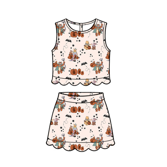 ADULT Scallop Set Tank + Skort - Spooky 100 Acres
