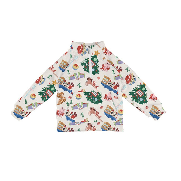 KIDS Quarter Zip Pullover - Holiday Toys PREORDER