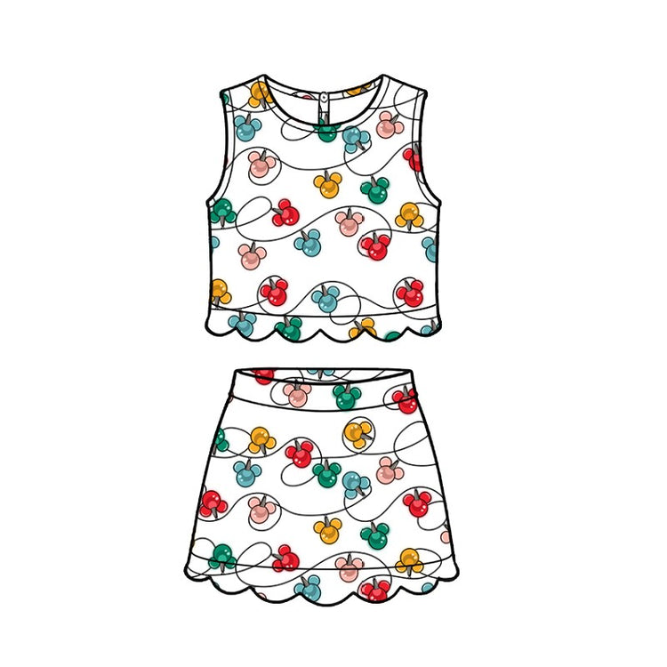 ADULT Scallop Set Tank + Skort - Merry Magic Lights PREORDER