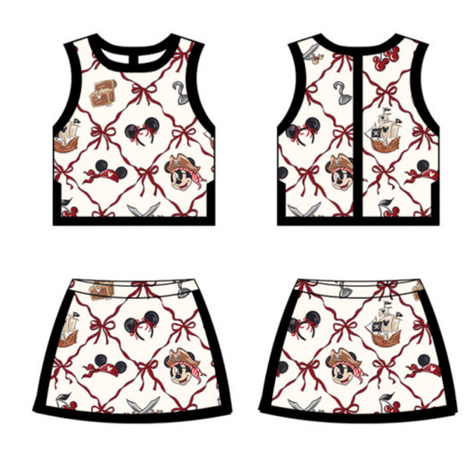 ADULT Colorblock Tank + Skort Set - Pirate Bows