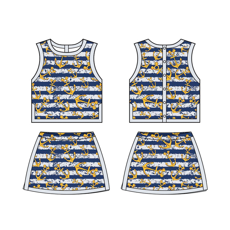 ADULT Colorblock Tank + Skort Set - Anchors Away PREORDER