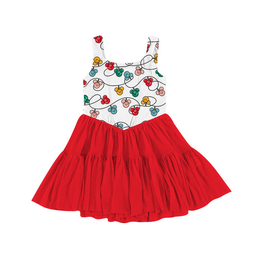 KIDS Mesh Tank Dress - Merry Magic Holiday Lights
