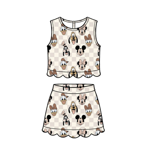 ADULT Scallop Set Tank + Skort - Boho Checkers PREORDER