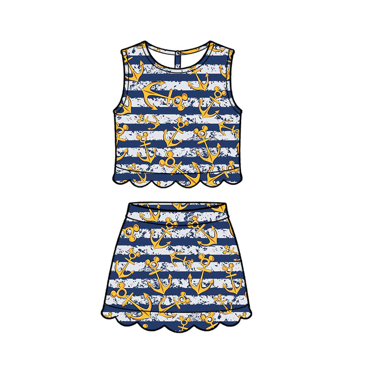 ADULT Scallop Set Tank + Skort - Anchors Away PREORDER