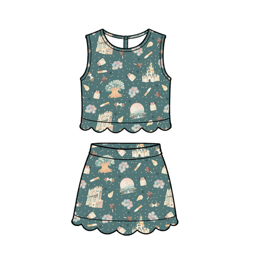 ADULT Scallop Set Tank + Skort - Park Day GREEN PREORDER