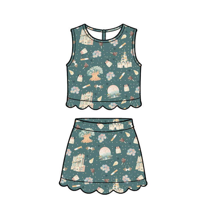 ADULT Scallop Set Tank + Skort - Park Day GREEN PREORDER