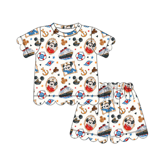 KIDS Scallop Tee + Shorts Set - Cruise the Seas