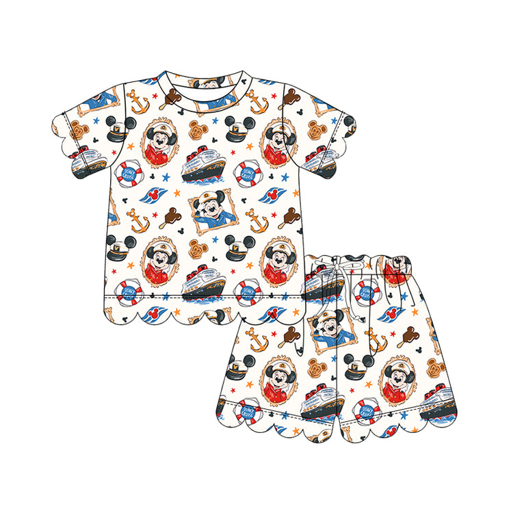 KIDS Scallop Tee + Shorts Set - Cruise the Seas