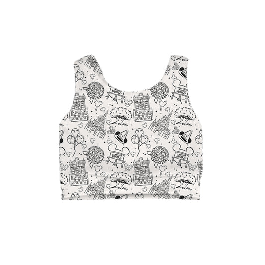 KIDS Crop Tank -  Park Hopper Icons BLACK