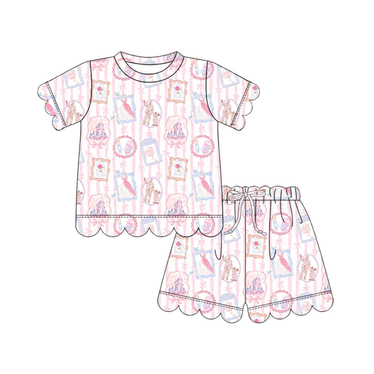KIDS Scallop Tee + Shorts Set - Whimsy Watercolor