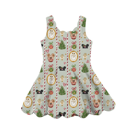 KIDS Scalloped Dress - Holly Jolly PREORDER