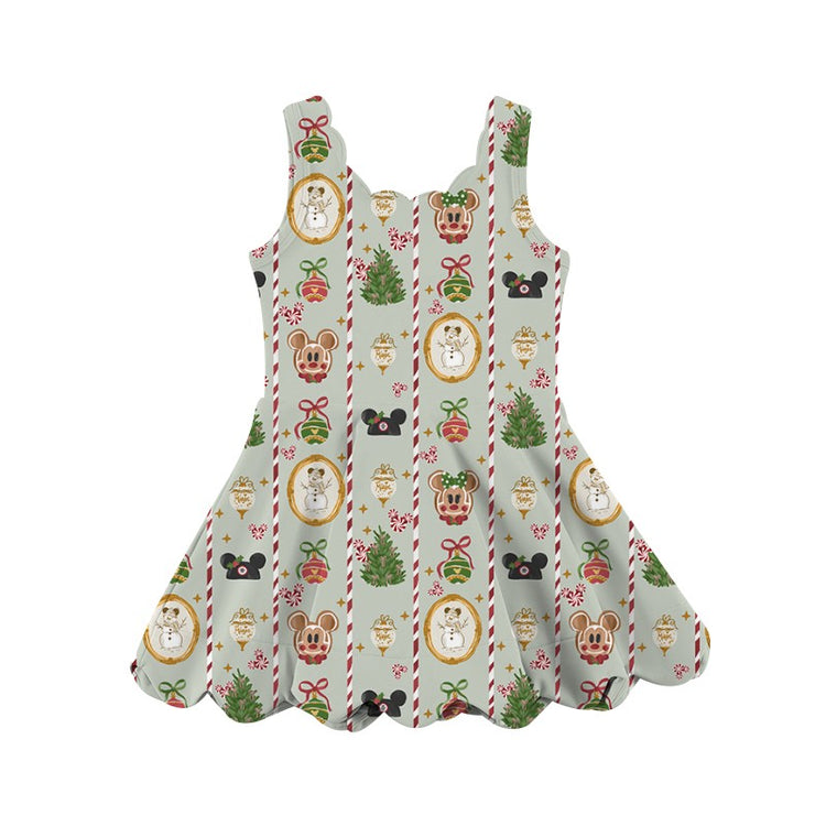 KIDS Scalloped Dress - Holly Jolly PREORDER