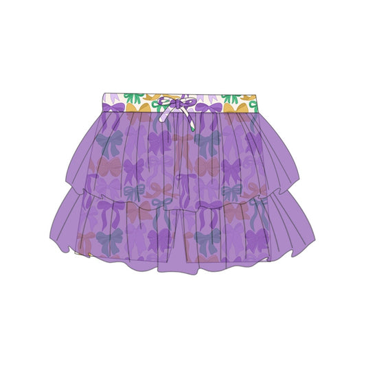 ADULT Mesh Magic Skort -Purple Green Gold Bows