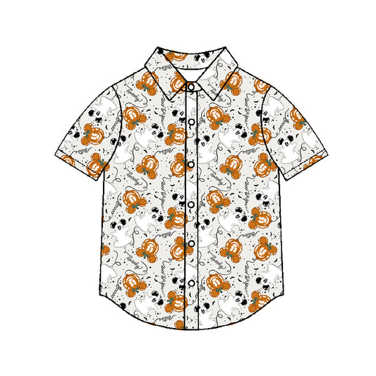 Boy's Performance Button Up - Spooky Main Street Balloons
