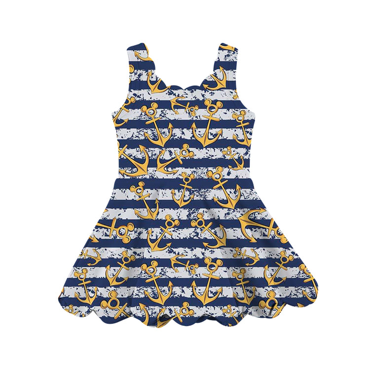 KIDS Scalloped Dress - Anchors Away PREORDER