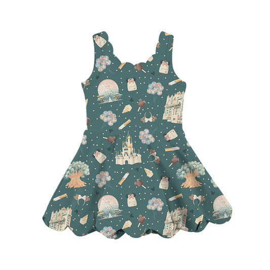 ADULT Scalloped Dress - Park Day GREEN PREORDER