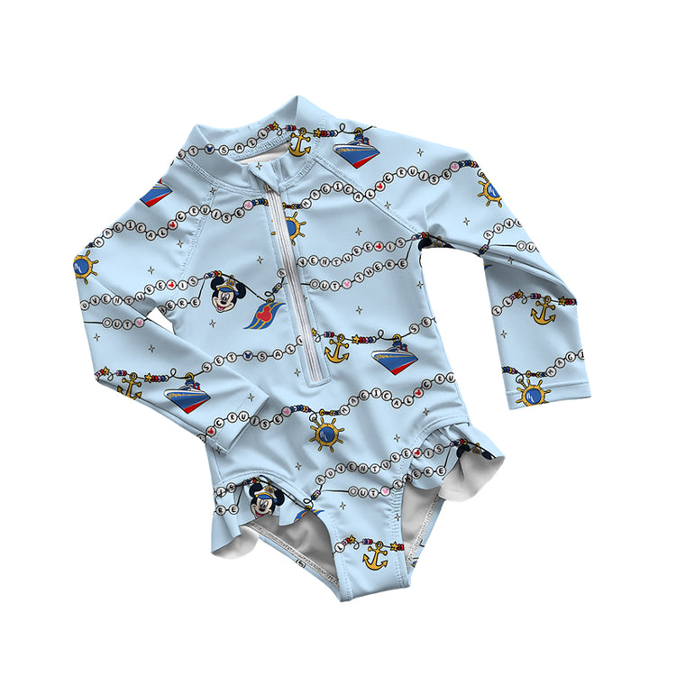 Ruffle Rash Guard Swimsuit - Cruise Beads