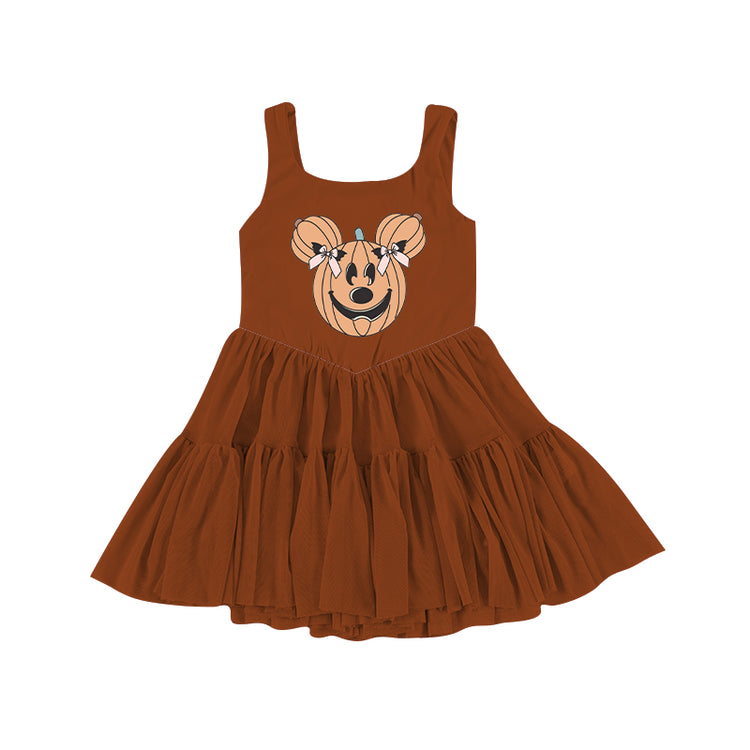 KIDS Mesh Tank Dress - Bow Pumpkin PREORDER