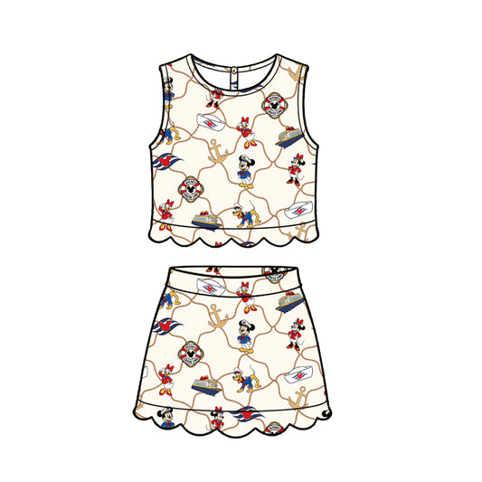 ADULT Scallop Set Tank + Skort - Roped in Cruise