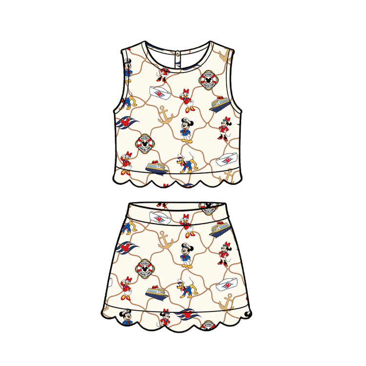 ADULT Scallop Set Tank + Skort - Roped in Cruise