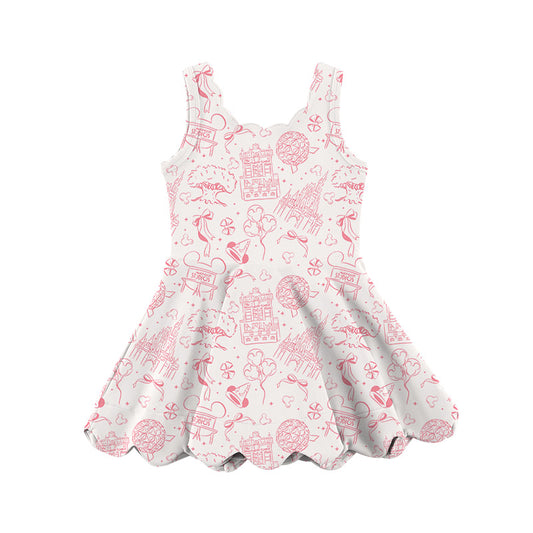 KIDS Scalloped Tank Dress - Park Hopper Icons Pink
