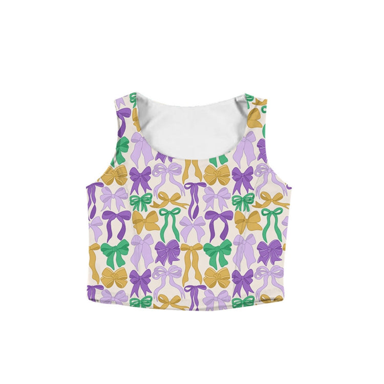 ADULTS Scoop Tank -Purple Green Gold Bows