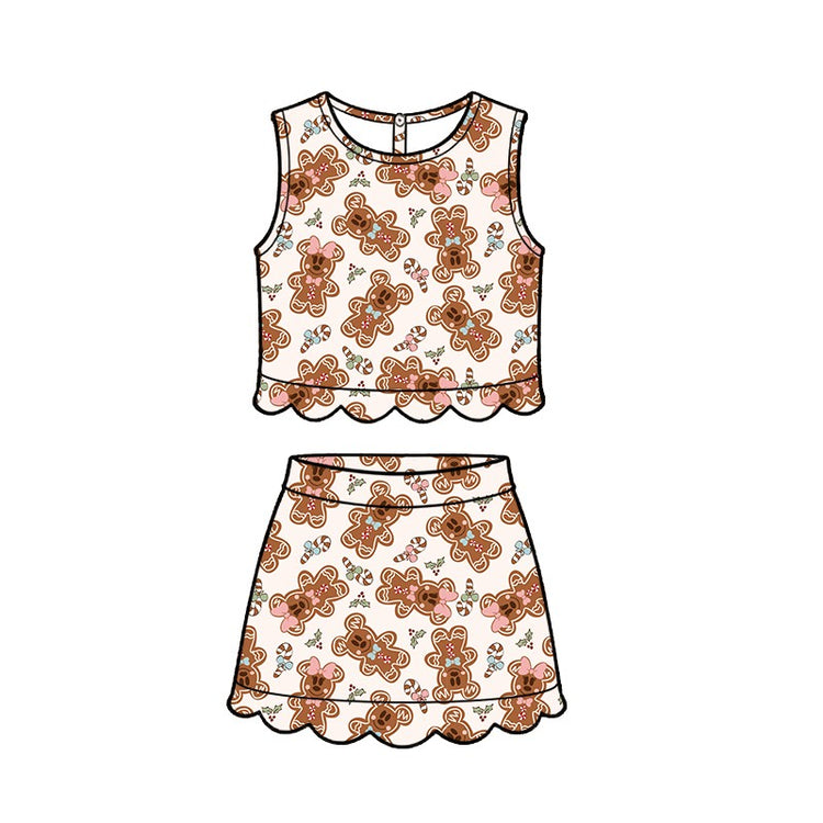 KIDS Scallop Tank + Skort Set - Boho Cookie Stroll PREORDER