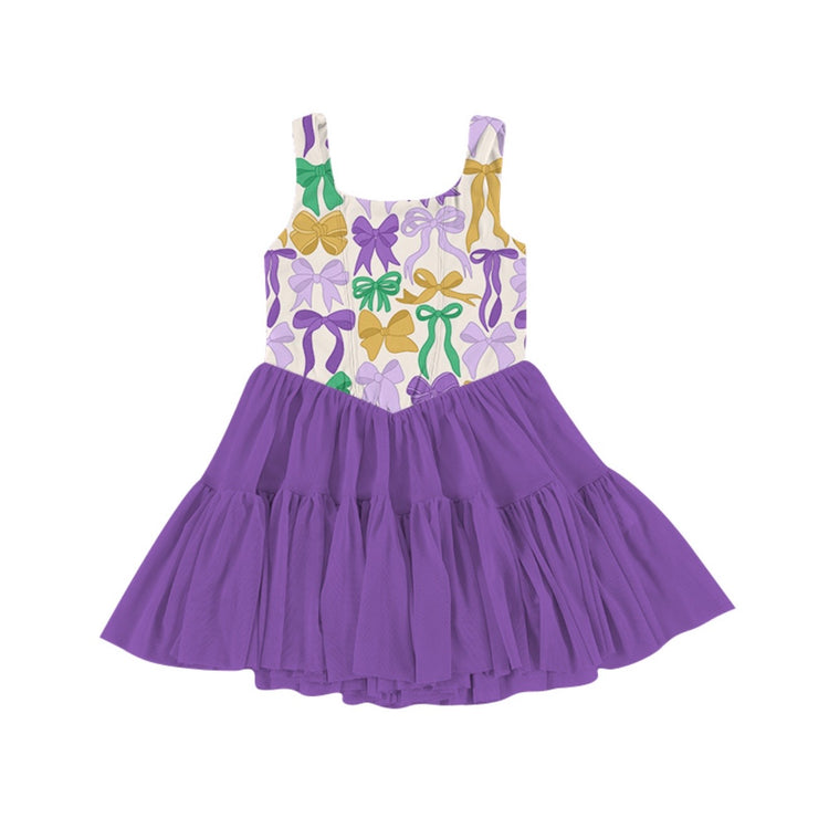 ADULT Mesh Tank Dress - Purple Green Gold Bows