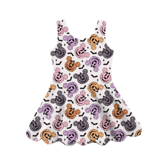 KIDS Scalloped Tank Dress - Oh, Bats + Pumpkins