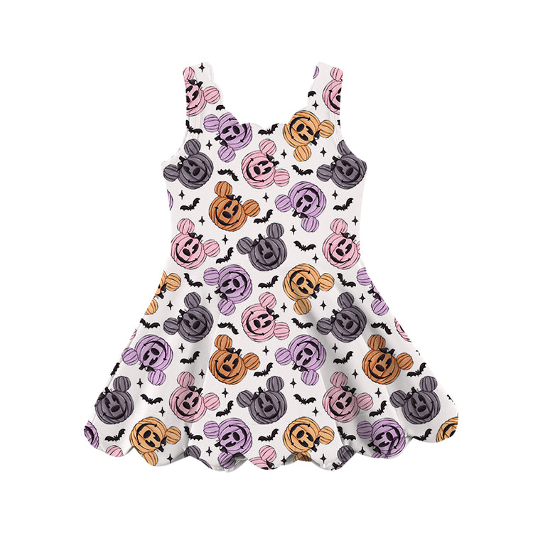 KIDS Scalloped Tank Dress - Oh, Bats + Pumpkins