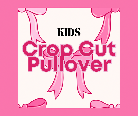 KIDS Zip-Up Crop Cut Pullover -Pink Bows