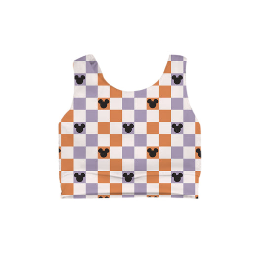 ADULT Crop Tank - Spooky Season Checkers