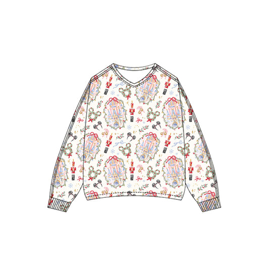 KIDS V Neck Scuba Pullover - Whimsy Christmas