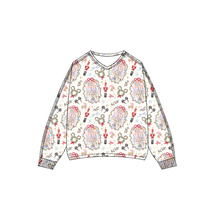 KIDS V Neck Scuba Pullover - Whimsy Christmas