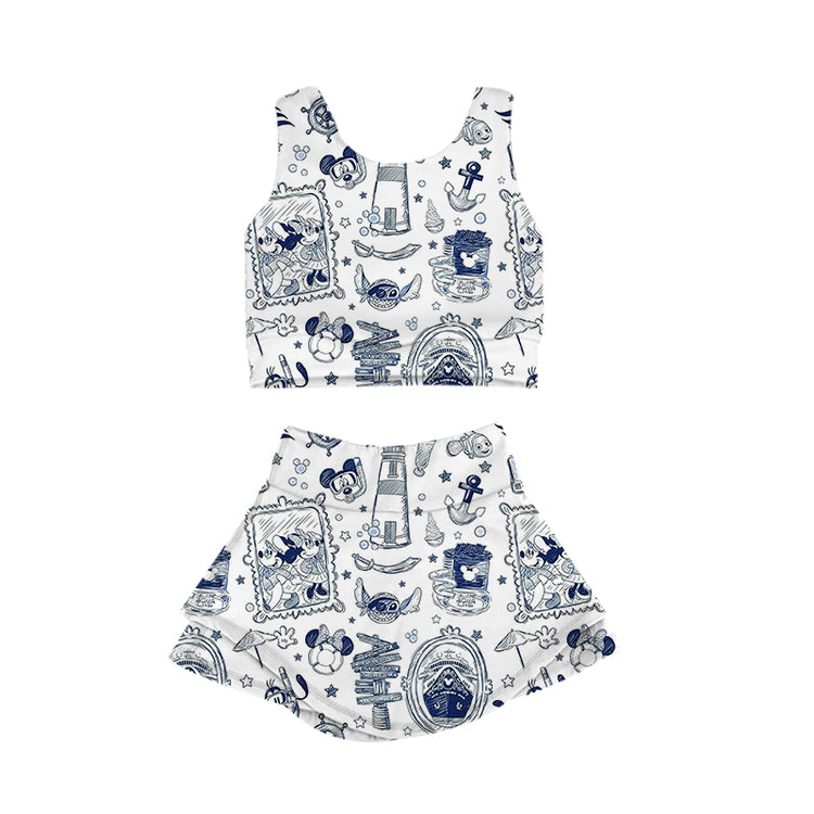 KIDS Crop + Skort Set - Wish Upon the Waves PREORDER
