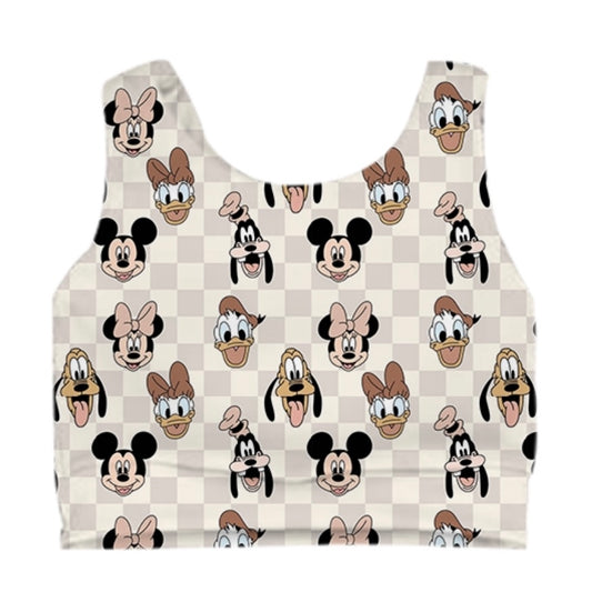 ADULT Longline Crop Tank -  Boho Checkers