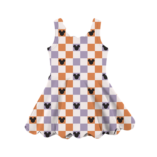 ADULT Scalloped Tank Dress - Spooky Season Checkers