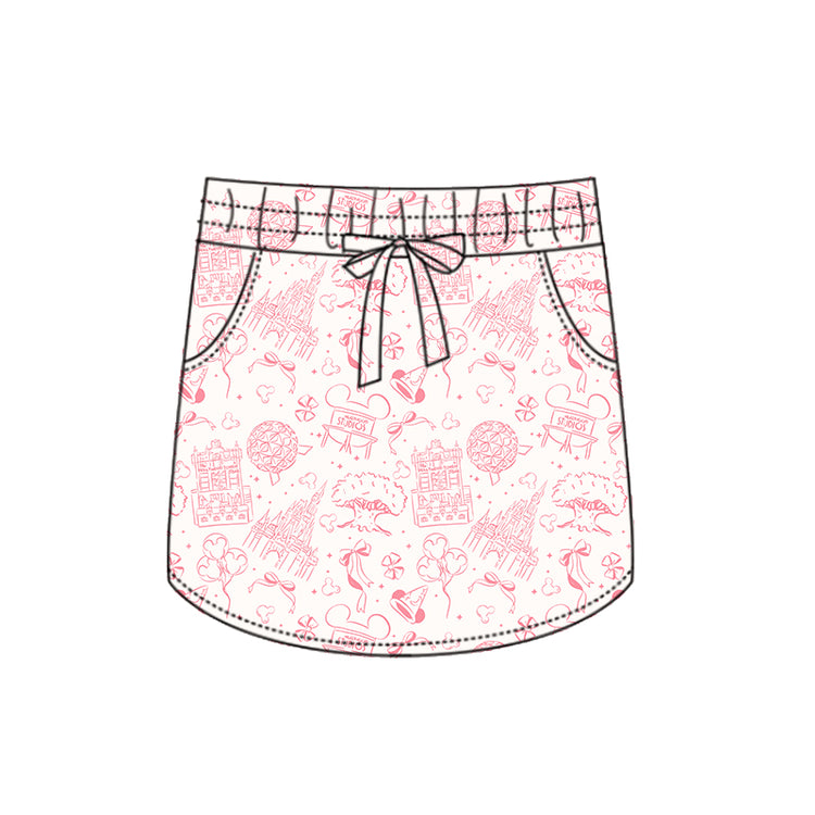 KIDS Scuba Tennis Skort - Park Hopper Icons Pink