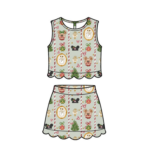 ADULT Scallop Set Tank + Skort - Holly Jolly PREORDER