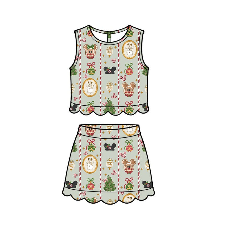 KIDS Scallop Tank + Skort Set - Holly Jolly PREORDER